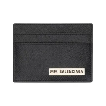 Balenciaga Calfskin Card Holder, Wallet Men's Black