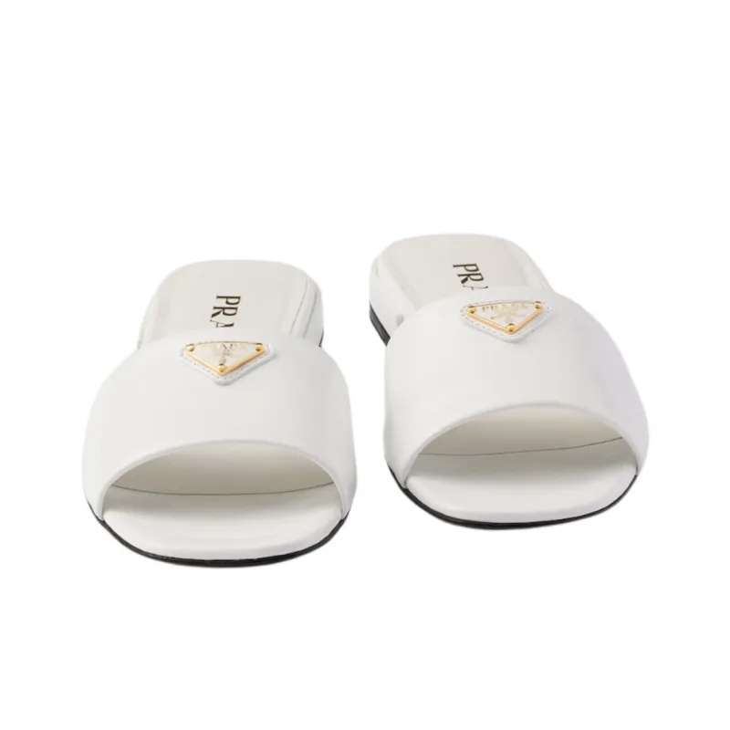 PRADA Saffiano Abrasion Resistant Slide Slippers Women's White-5