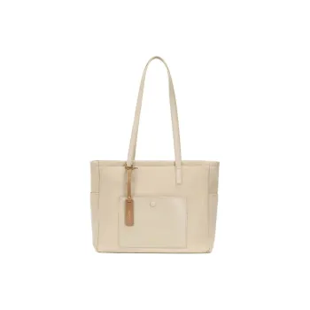 HAZZYS Nylon Fabric Tote Bag Shopping Bag Handbag Shoulder Bag Large Size Women's Beige