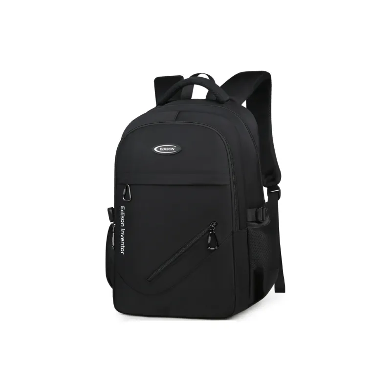 EDISON Water Repellent Oxford Fabric Casual Campus Backpack Regular Unisex Black/Gray-1