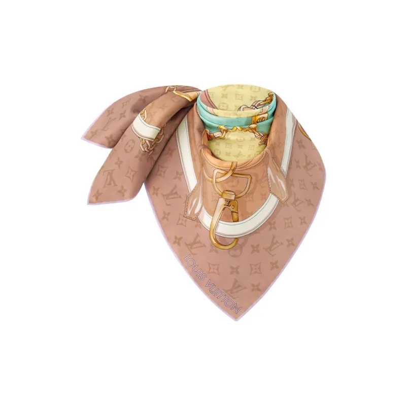 LOUIS VUITTON Mulberry Silk Silk Scarves Women's Pink-1