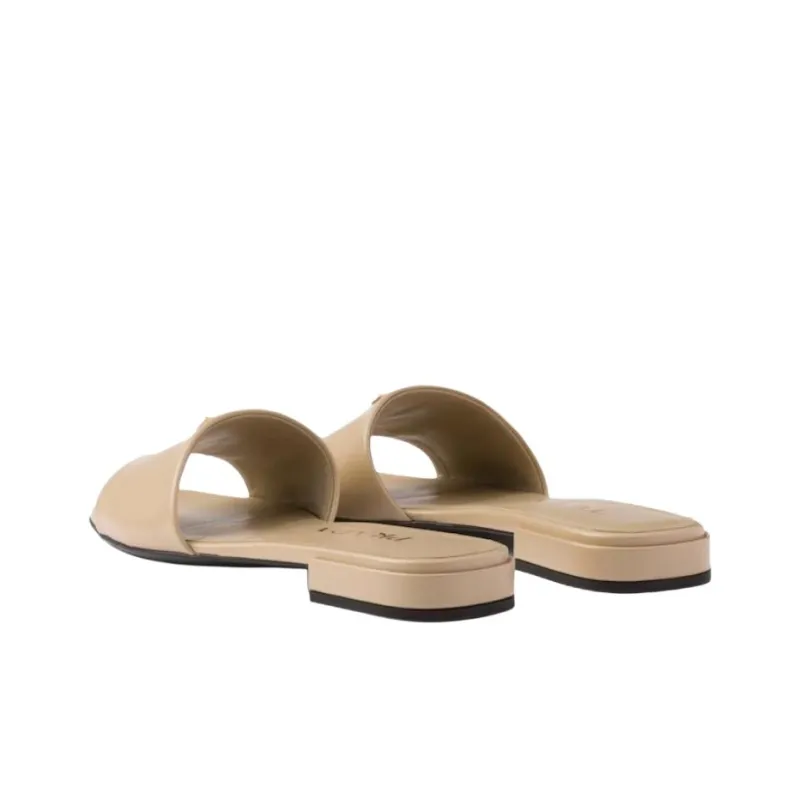 PRADA Saffiano Slide Slippers Women's Beige-3