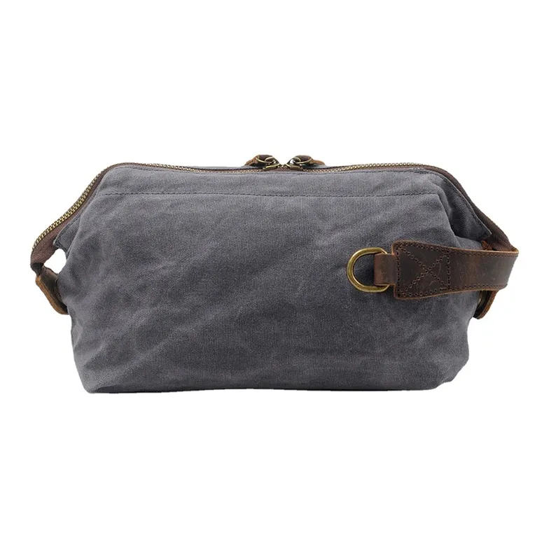 TTaG．baG Cow Leather Canvas Bag Toiletry Bag Regular Unisex Black/Dark Gray/Khaki/Army Green-2