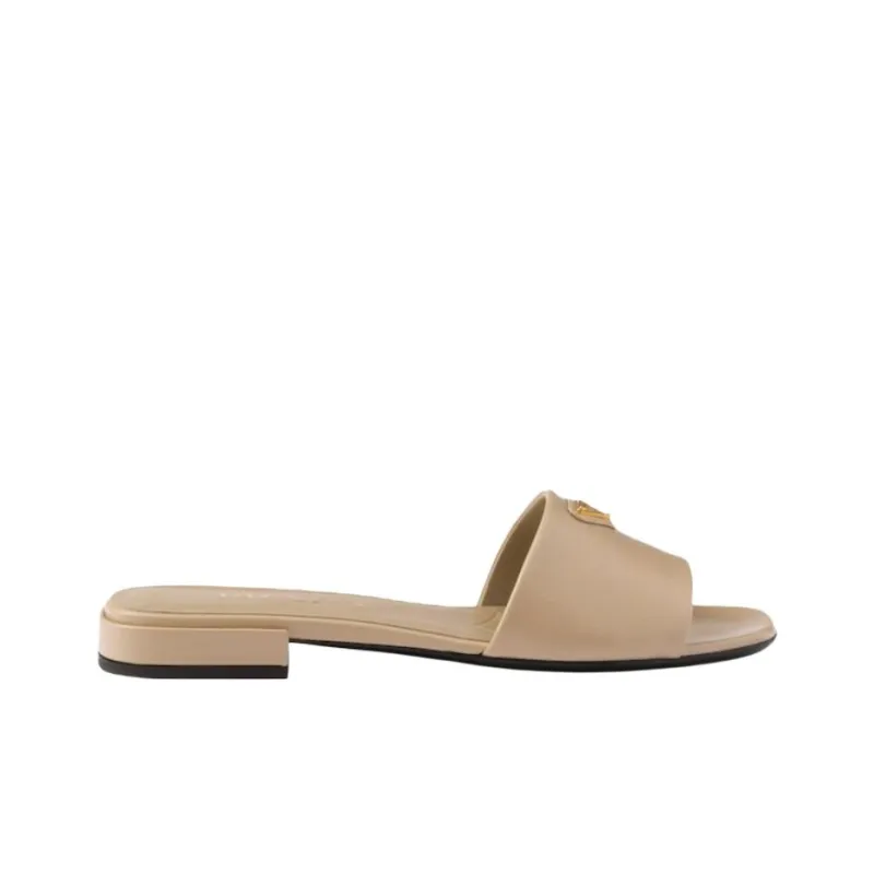 PRADA Saffiano Slide Slippers Women's Beige-1