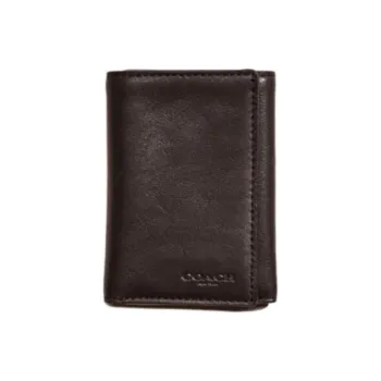 COACH Trifold Wallet Delicate Leather Wallet Men's Black