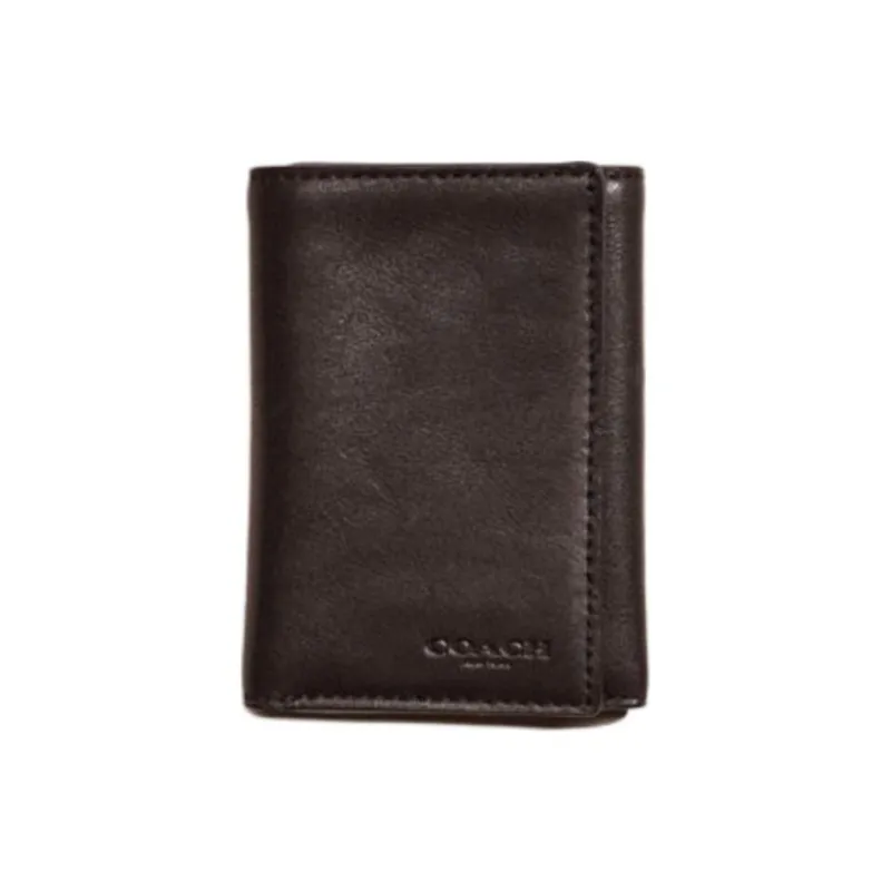 COACH Trifold Wallet Delicate Leather Wallet Men's Black-0