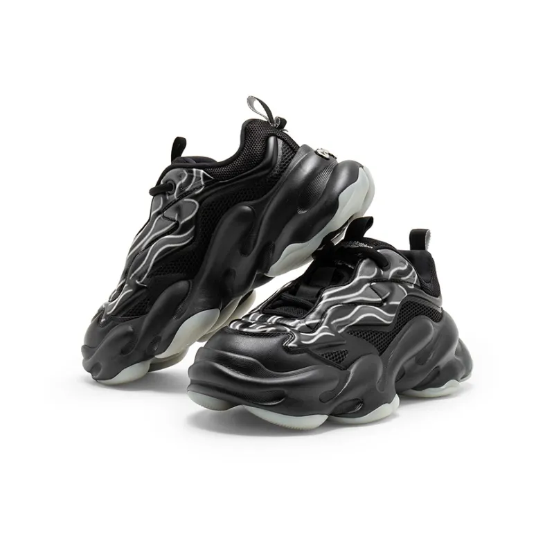 STARTER Cloud Shoes Anti Slip Wear Resistant Low Top Chunky Sneakers Men's Punk Black-2