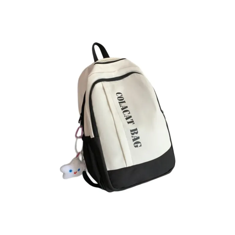 HACIN Nylon Backpack Regular Unisex Black White/Blue White/Yellow Green/Brown-0