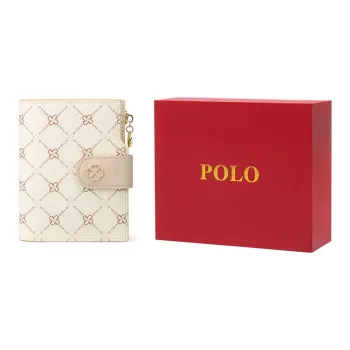 POLO Vinyl Chloride Synthetic Leather Card Holder Women's Wallet Medium Size Women's Gray/Coffee