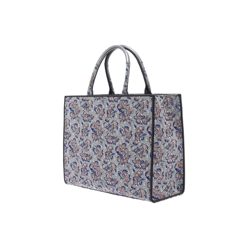 Furla Opportunity Jacquard Fabric Tote Bag, Shopping Bag, Handbag Tubas Women's Tony Silver & Blue & Multicolor-2
