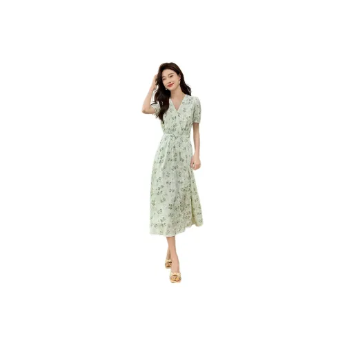 SLLSKY Short-Sleeved Dresses Women's Aqua Green