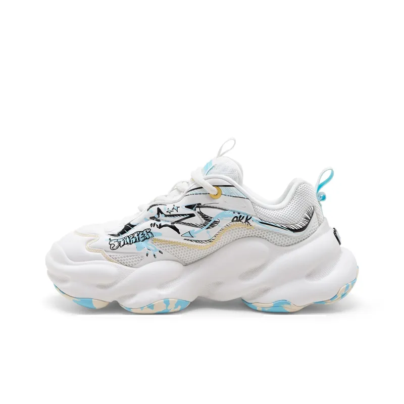 STARTER Floating Clouds Low Top Chunky Sneakers Unisex Graffiti White-1