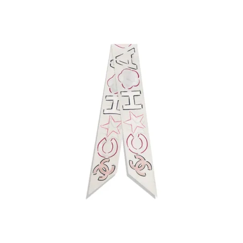 CHANEL - -Silk Scarf Women's White