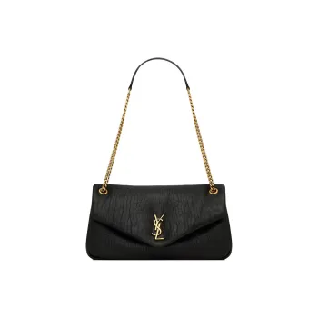 SAINT LAURENT Grained Sheepskin Handbag Shoulder Bag Women's Black