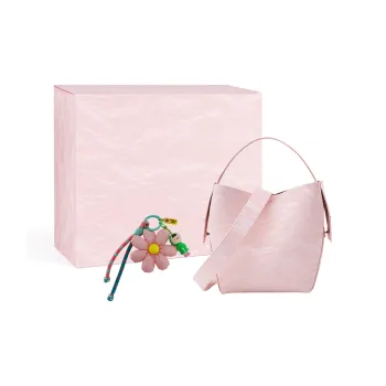 HE BAO BAO Romantic Moon Yarn PU Versatile Portable Crossbody Bag Shoulder Bag Women's Peach Pink/Cloudy Green