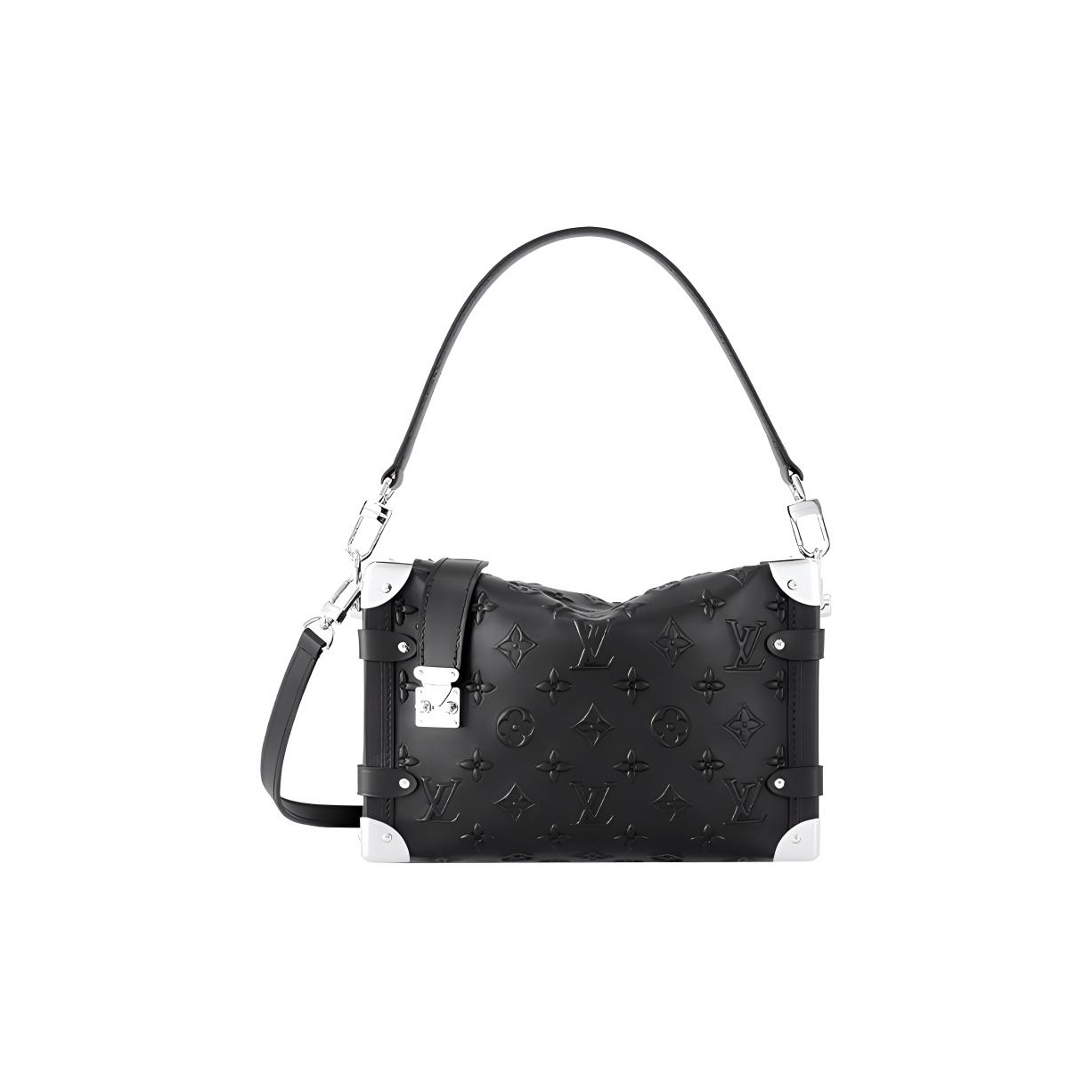 バッグ LOUISVUITTON LOUIS VUITTON Monogram-Debossed Calfskin Side Trunk Black