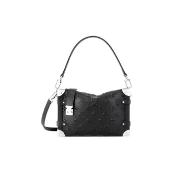 LOUIS VUITTON Monogram Debossed Calfskin Side Trunk Black