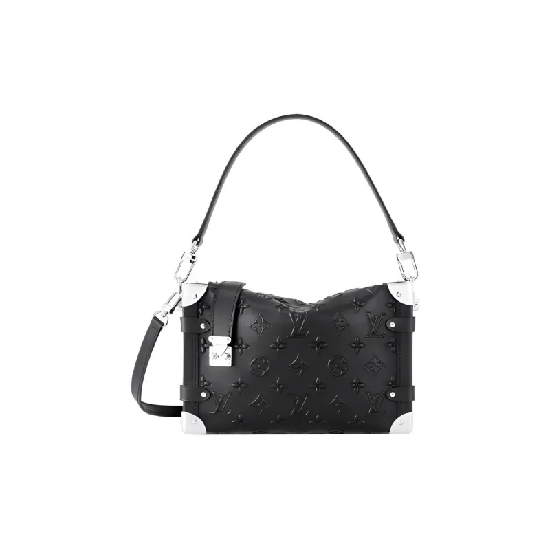 LOUIS VUITTON Monogram Debossed Calfskin Side Trunk Black-0