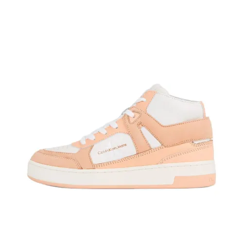calvin grande KLEIN High-Top Skateboard Shoes Women's Orange White