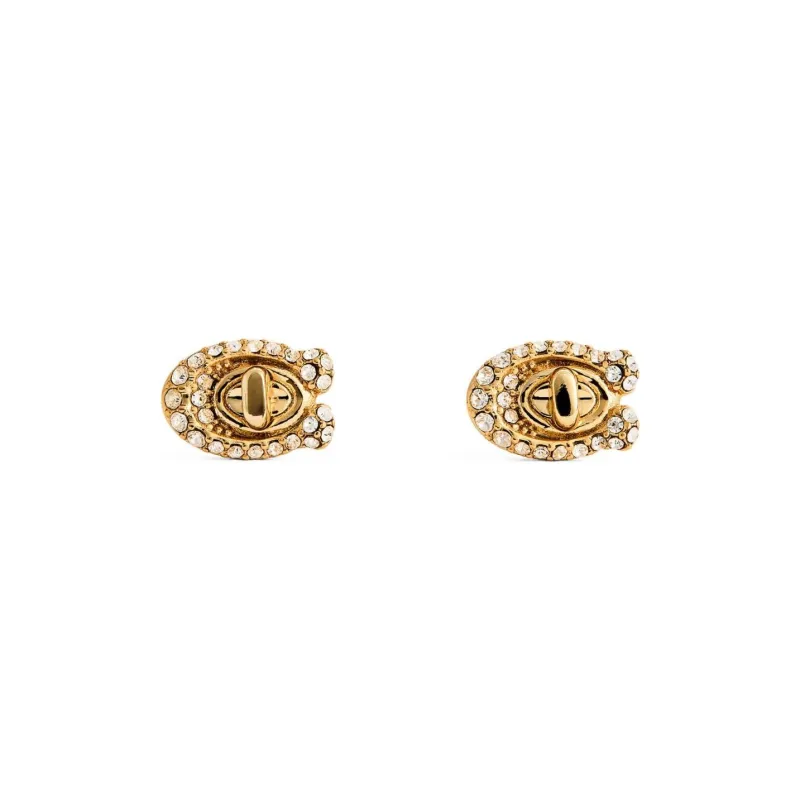 COACH Brass Stud Earrings Women's Gold-0