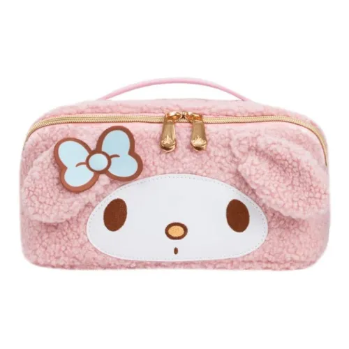 Sanrio Impressions Vanity Collaboration Faux Sherpa Fabric Makeup Bag Women's Pink White