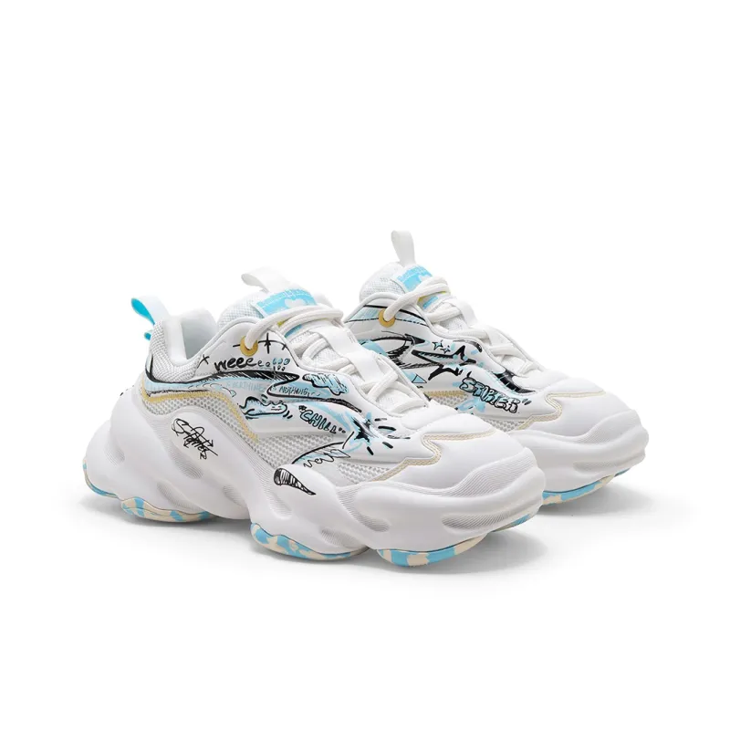 STARTER Floating Clouds Low Top Chunky Sneakers Unisex Graffiti White-2