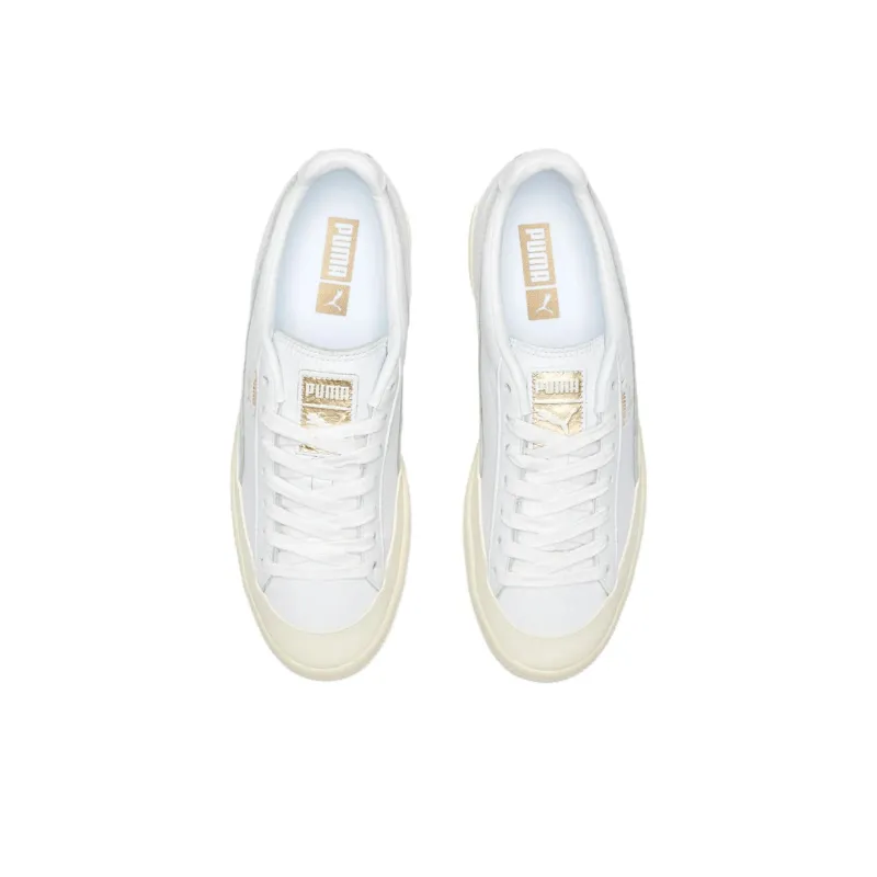 PUMA Clyde Rubber Toe Leather Leisure Board Shoes White-3