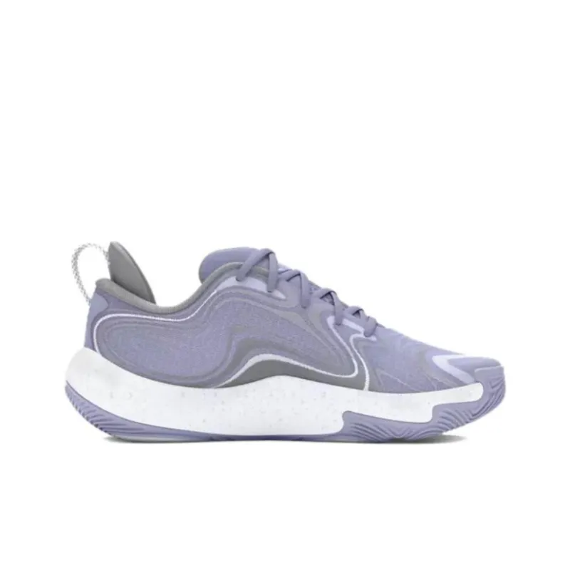 Under Armour UA Spawn 6 Anti Slip Wear Resistant Low Top Basketball Shoes Unisex White Purple-1