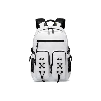 Super Five Oxford Polyester Water-Resistant Backpack Unisex White/Black/Blue