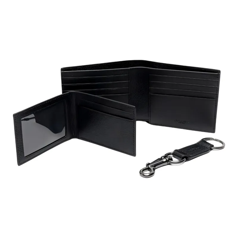 COACH 3 IN 1 Wallet Smooth Calf Leather Gift Set Wallets Mini Men's Black-3