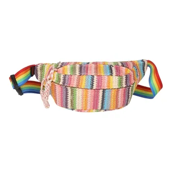 MOK Straw Woven Fanny Pack Sling Bags Unisex Khaki/Green/Pink