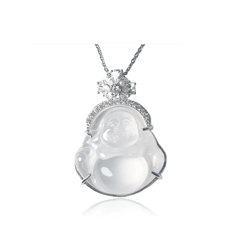 Xifeng Building Chalcedony Jade Pendant #Good Luck Women's-10