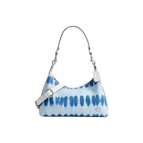 COACH Juliet Denim With Glove Tanned Leather Portable Crossbody Bag, Shoulder Bag Women's Silver With Denim Multicolor