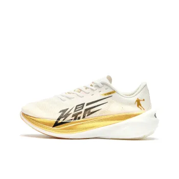 QIAODAN Flying Shadow PB4.0 Cushioning Anti Slip And Wear Resistant Low Top Running Shoes Men's Gold Jordan White