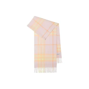 Burberry Checked Cashmere Fringe Scarf