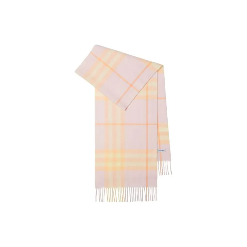 Burberry Checked Cashmere Fringe Scarf-0