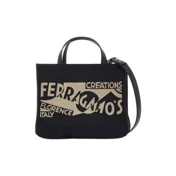 FERRAGAMO Denim Portable Crossbody Bag Shoulder Bag Women's Black