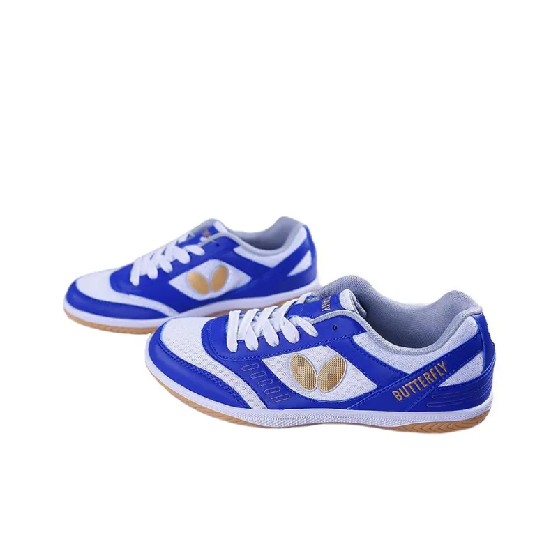 Butterfly Anti Slip Wear Resistant Low Top Training Shoes Unisex White Blue-2