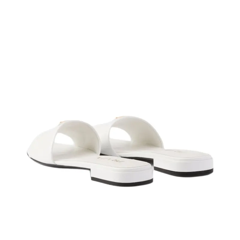 PRADA Saffiano Abrasion Resistant Slide Slippers Women's White-3