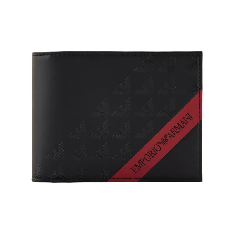 EMPORIO ARMANI Polyurethane Coin Purse Wallet Men's Black & Red-0