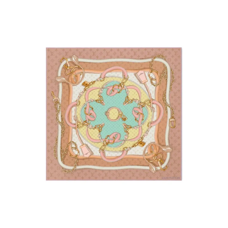 LOUIS VUITTON Mulberry Silk Silk Scarves Women's Pink-0