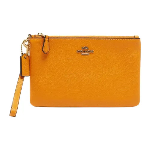 COACH jackets Leather Clutch Small Size Women's Orange