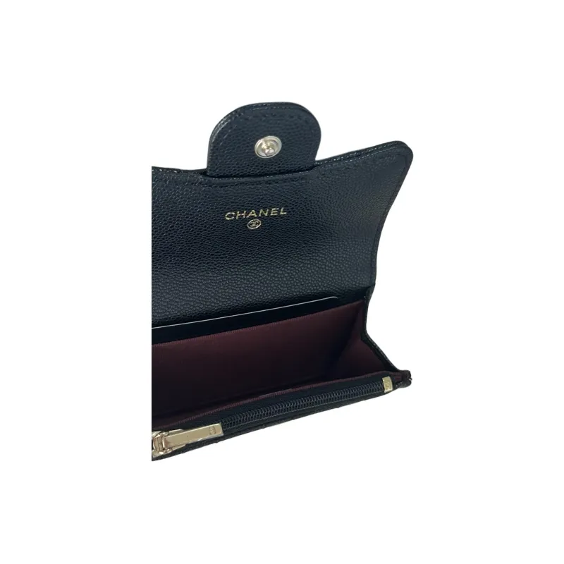 CHANEL Classic Zipped Wallet Card Holder Black-2