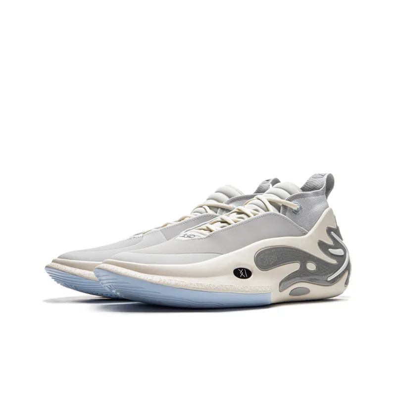LiNing Wow11 Cushioning Wear-Resistant Lightweight Rebound Mid-Top Basketball Shoes Men's Gray White-2