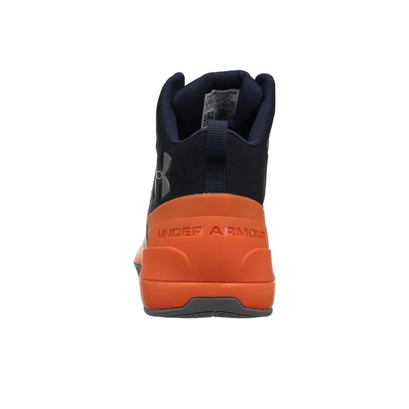 Under Armour Rocket3 Anti Slip Wear Resistant Mid Top Basketball Shoes Men's Orange Blue-2