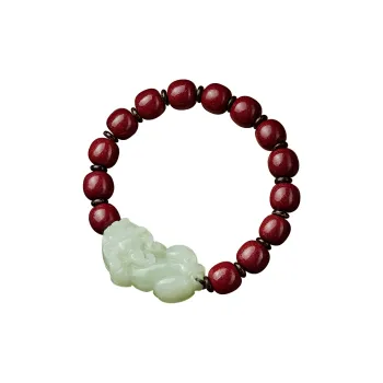 Moonstone Edge Reconstructed Cinnabar Jade Bracelets Unisex