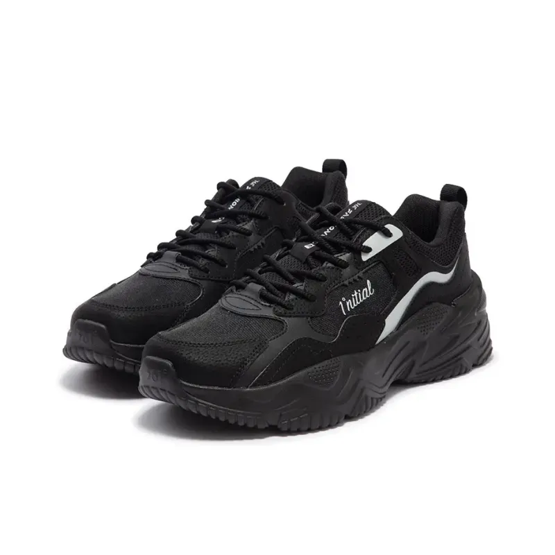 361° Wear Resistant Breathable Height Increasing Low Top Chunky Sneakers Men's Black Silver-2