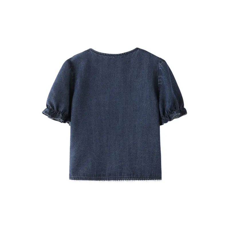 Miss Chipmunk Shirts Women's Denim Blue-1