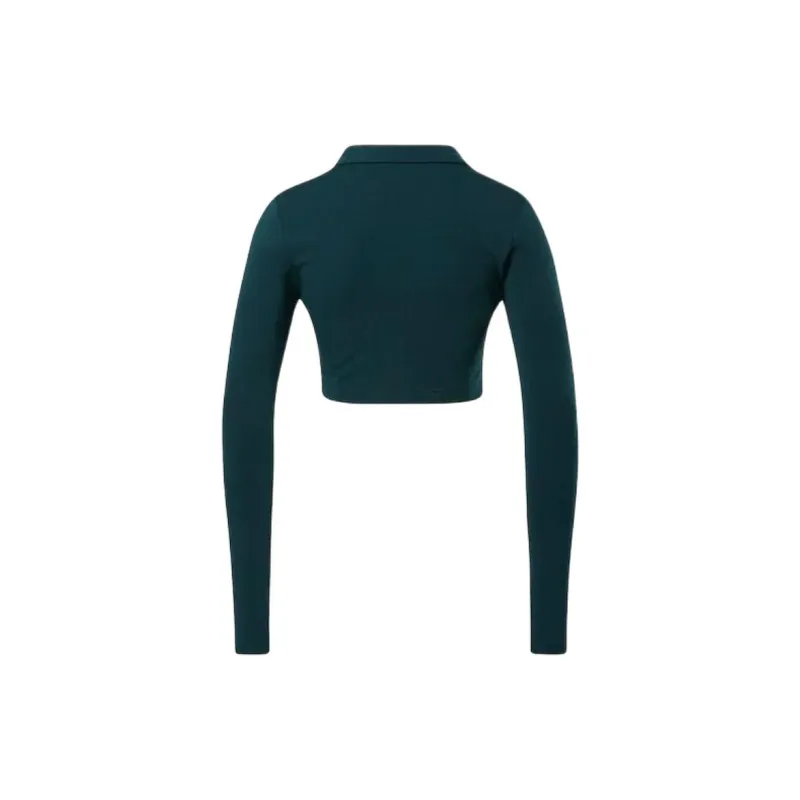 Reebok Classics Long Sleeve Top Polo Shirt Women's Forest Green-1