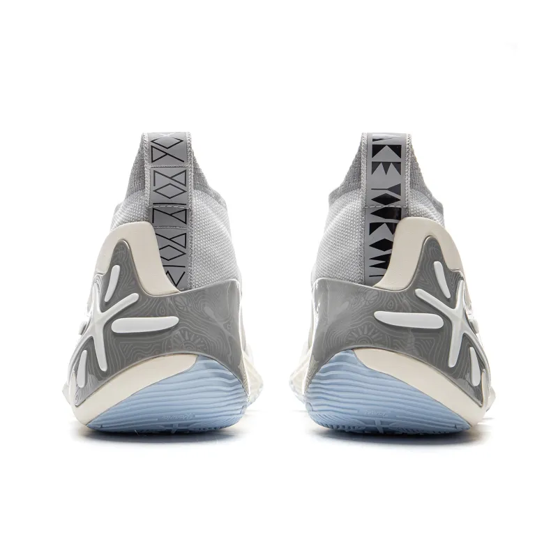 LiNing Wow11 Cushioning Wear-Resistant Lightweight Rebound Mid-Top Basketball Shoes Men's Gray White-5